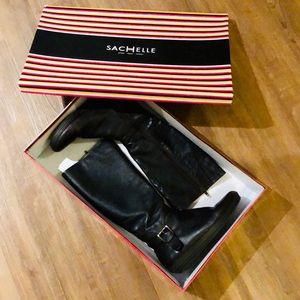 Brown leather tall boots